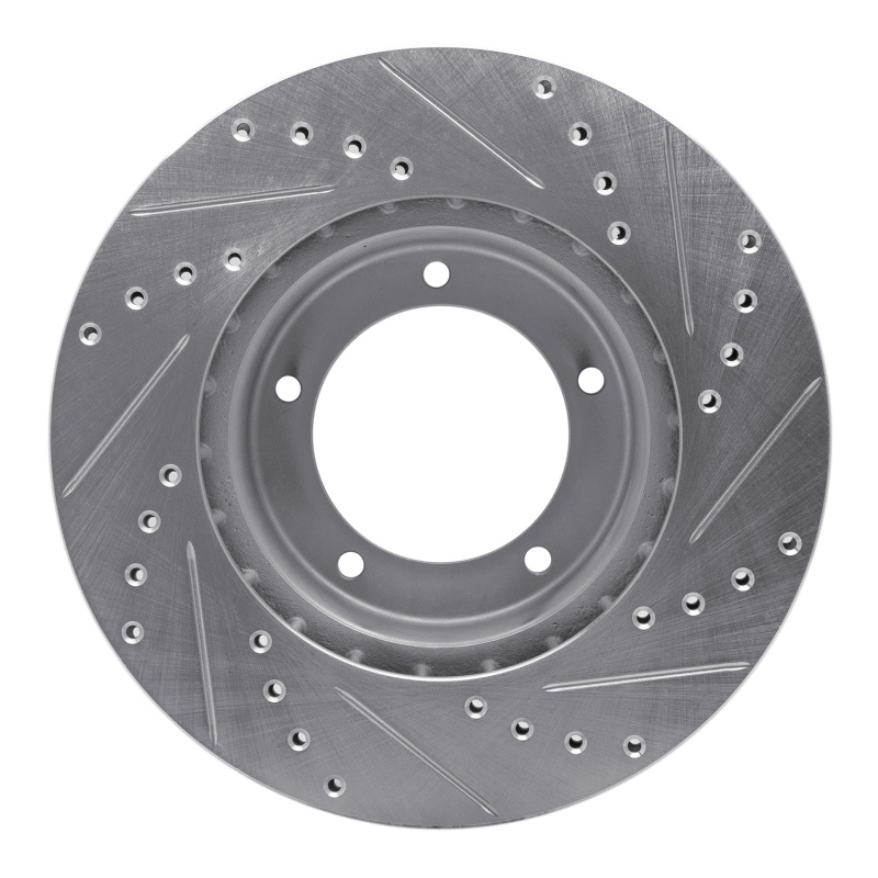Land Rover Defender 90 Brake Rotor (1) - Front Left - R1 Concepts - Drilled & Slotted - Silver - `90-`16